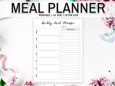 Free Minimal Meal Planner Printable Template creative design font meal tracker modern premium