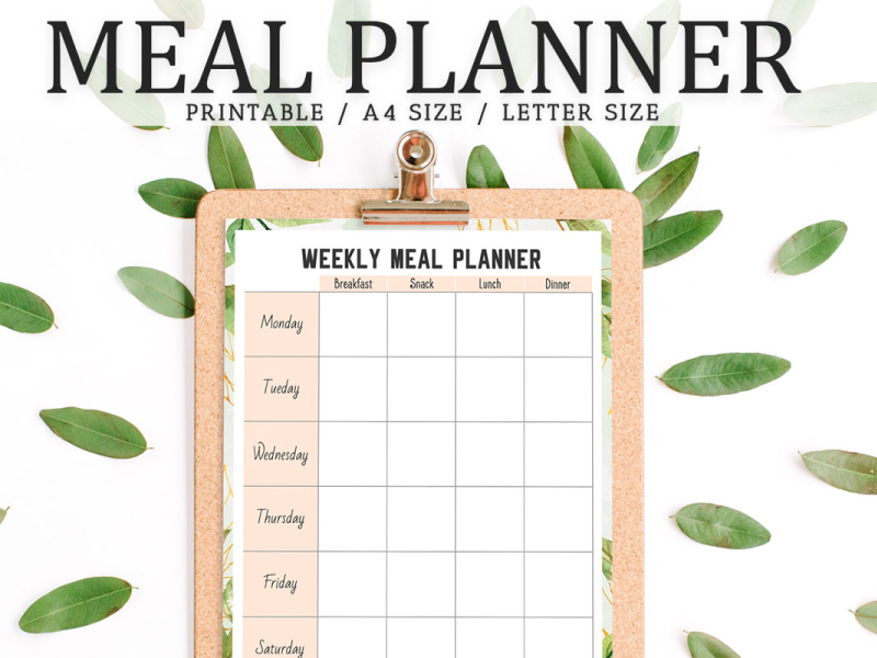 beautiful floral monthly meal planner free printable