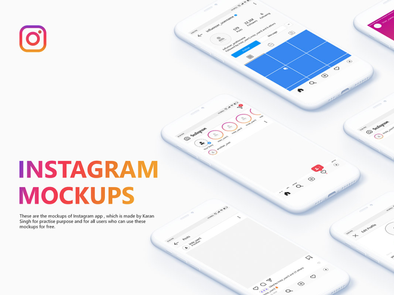 Download Free Instagram UI Mockups by CreativeTacos on Dribbble