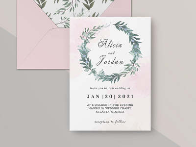 Free Greenery Wedding Invitation Template