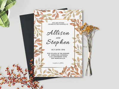 Free Autumn Wreath Wedding Invitation Template anniversary invitation announcement birthday birthday invitation bridal card date elegant engagement engagement invitation flyer gold gold invitation invitation invitation card love luxury luxury invitation marriage party