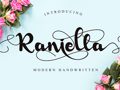 Free Raniella Handwritten Font art art deco christmas cute fonts cute script font deco digital font fashion flourish flowers font with swashes halloween hand drawn hand painted handdrawn handwritten fonts handwritten script holiday invitation logo