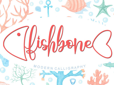 Fishbone Calligraphy Font design valentine wedding