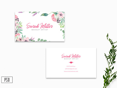 Floral Business Card Template V2 photoshop template