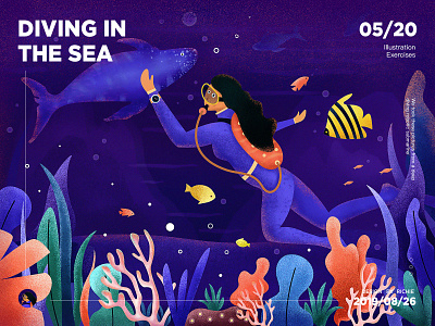 Diving in the sea design illustration