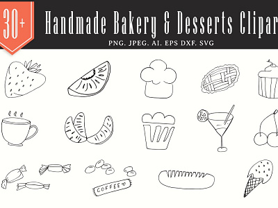 30+ Handmade Bakery & Desserts Cliparts