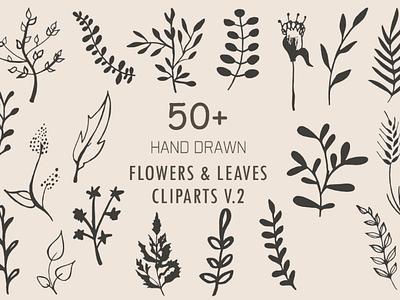 50+ Flowers & Leaves Cliparts V2