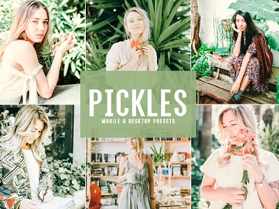 Free Pickles Mobile & Desktop Lightroom Presets branding design design art desktop design download dribbble dribbble best shot free freebie illustration lightroom presets mobile photography presets ui ux wedding presets