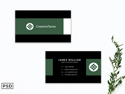 Free Dark Green Minimal Business Card Template business card card design design design ui dribbble dribbble best shot free download free product freebies ui