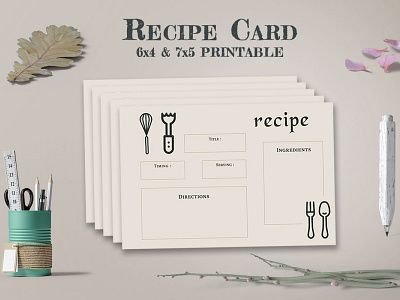 Recipe Card Printable Template card design art dribbble dribbble best shot food free freebie illustration menu mobile modern recepy ui vintage