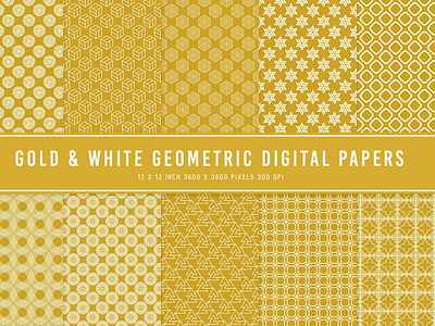 Gold & White Geometric Digital Papers branding dribbble graphic design ui