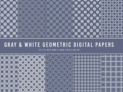 Gray & White Geometric Digital Papers dribbble