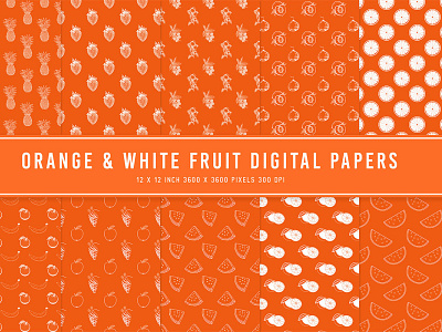 Orange & White Fruit Digital Papers ui