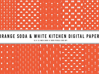 Orange Soda & White Kitchen Digital Papers ui