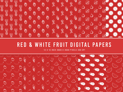 Red & White Fruit Digital Papers