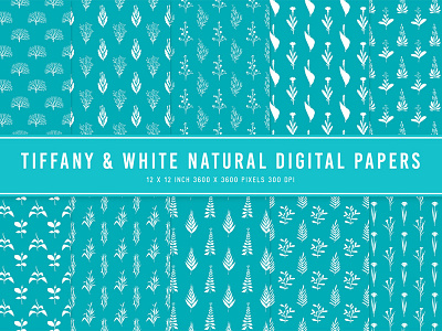 Tiffany & White Natural Digital Papers ui