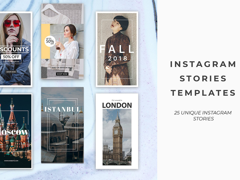 25 Instagram Stories Templates layout template fashion post beautiful minimal clean simple pack stories instagram