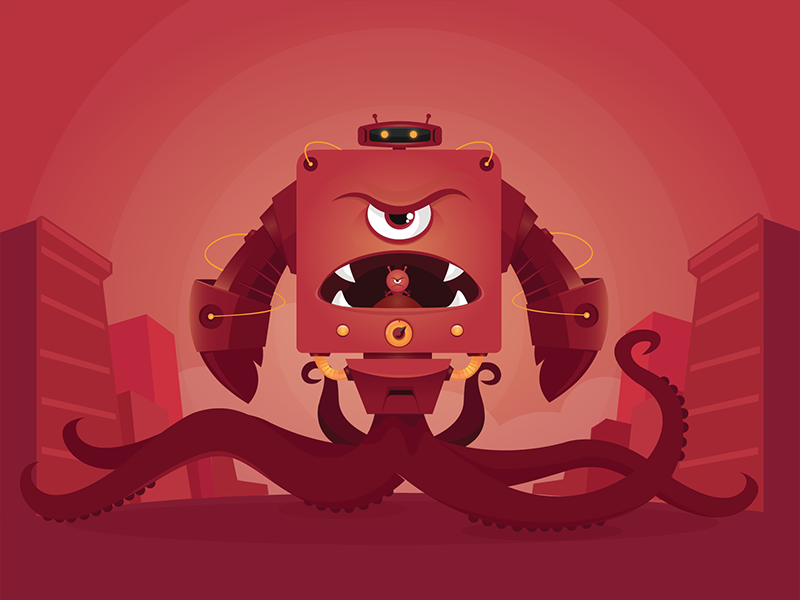 It's Mon(ster)day! design graphic monster robot vector character illustration