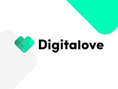 Digitalove logo design color design digital digitallove flat green heart logo logodesign love pixel pixelheart vibrant