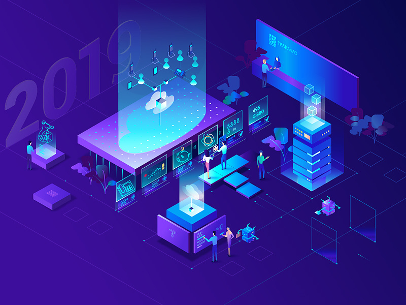 Teleallo 2019 teleallo phone people provider cloude voip calendar isometric illustration isometric