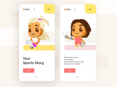 Sports story app app caracter design illustraion ui vector