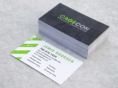 CageCon Concrete Business Cards brand branding business cards concrete construction green identity