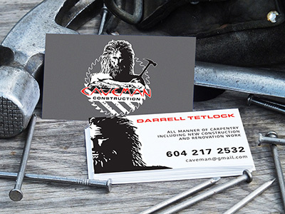 Caveman Construction Business Cards brand brand identity branding business cards caveman construction logo
