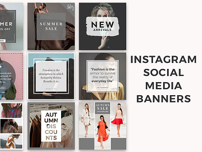 Instagram Social Media Banners branding entrepreneur fashion feminine instagram media minimal pack photoshop pr psd standard