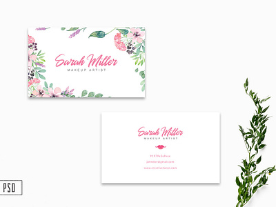 Free Floral Business Card Template V2 beautiful business card business card freebie business card template clean business card clean card commercial use floral business card floral business card template free download card freebie gift card google business card google design leaf minimal business card printable psd template