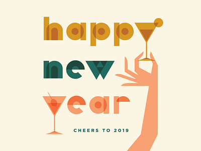 Happy New Year! cocktails drinks hands new year new year 2019 typography