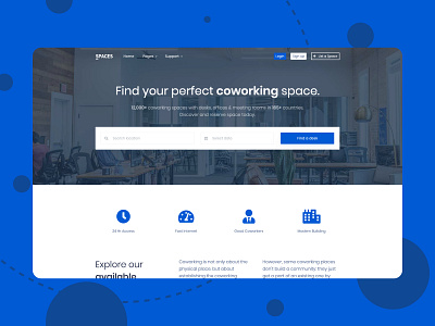 Location search for coworking spaces blue bootstrap bootstrap4 clean corporate corporate design corporate space coworking coworking space listings search search bar searching spaces template theme themesberg