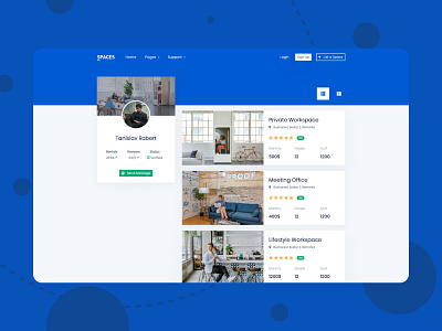 Profile Page from Spaces (Bootstrap Template) blue bootstrap bootstrap4 cards clean corporate list modern office profile profile card profile page theme themesberg workspace