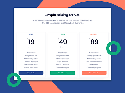 Pricing cards from Pixel Pro Bootstrap UI Kit bootstrap bootstrap4 clean colorful creative modern pricing pricing cards pricing page pricing plans pricing table template theme themesberg ui kit