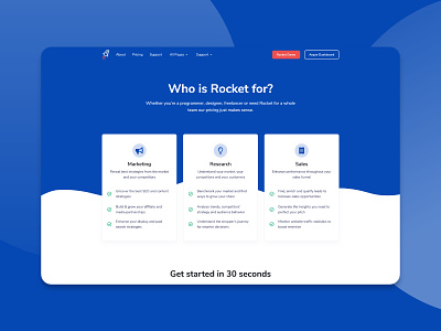 About Page from Rocket SaaS Bootstrap Template