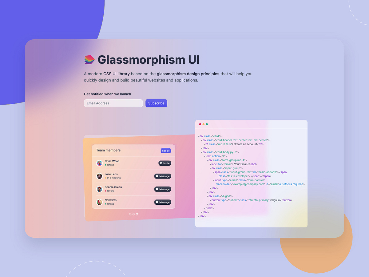 Glassmorphism UI by Themesberg on Dribbble
