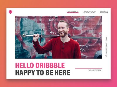 Hello Dribble branding hero homepage ui ux website