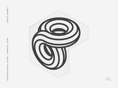 thePostScriptor series: isometric study 8 abstract black and white circle connection cylinder eight isometric isometric design logo minimal study torus