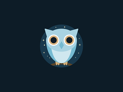 Owl flat illustration night owl stars