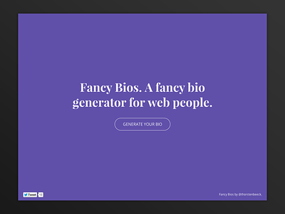 Fancy Bios 2.0 fancy bio generator fancy bios generator purple redesign responsive side project simple typography web people website