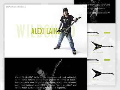 ESP Guitars - Alexi Laiho alexi laiho children of bodom clean guitars layout minimal product page redesign typography web design website