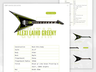 ESP Guitars - Product Detail alexi laiho children of bodom clean guitars layout minimal product detail product page redesign typography web design website