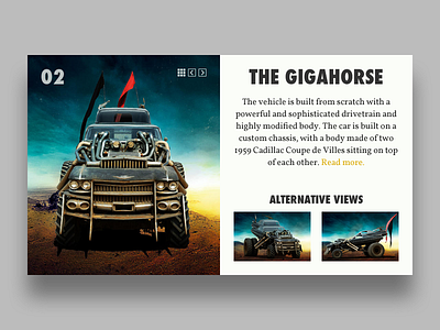 The Gigahorse clean concept design exploration fury road gigahorse hero immortan joe mad max ui vehicle web design