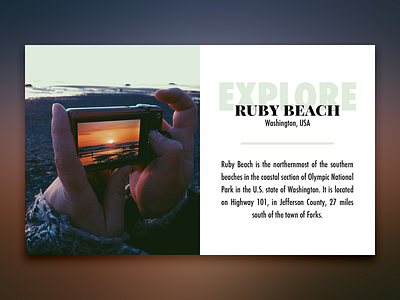 Explore clean concept design explore hero minimal ruby beach typography ui web design