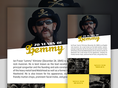 70 Years of Lemmy clean design layout lemmy lemmy kilmister minimal motörhead typography web design website