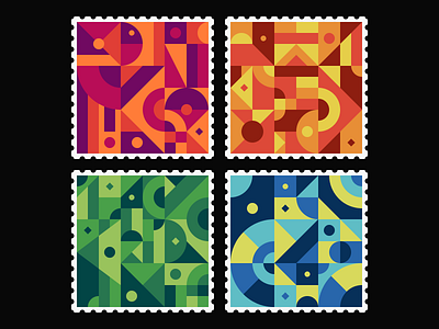 Geometric Stamps colors design figma geometry illustration minimal shapes stamp