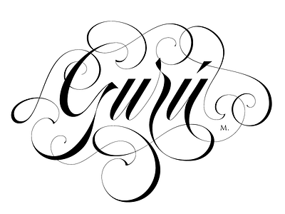 Gurú black calligraphy copperplate curves lettering sexy spencerian swash swirl typography young