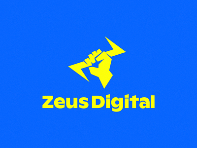 Zeus Digital agency antique blue branding design digital electric blue flat greece hand icon lightning logo marketing thunder typography vector yellow zeus
