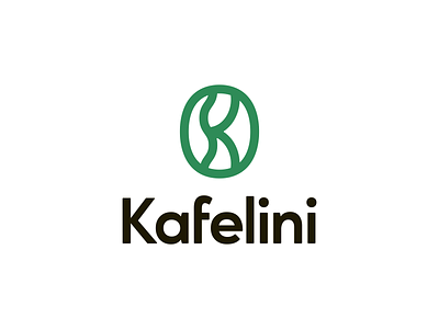 Kafelini Coffee Brand branding circle coffe brand coffee coffee bean design flat green icon k letter logo vector