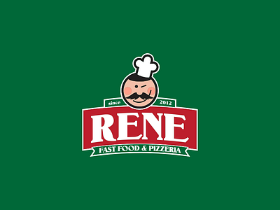 Rene Fast Food & Pizzeria branding chef design fast food flat icon logo pizzeria typography vector
