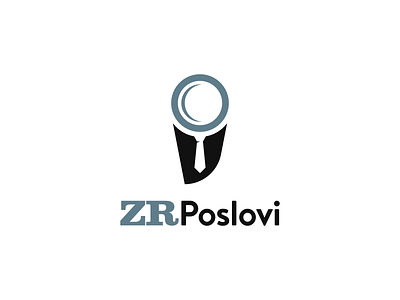 ZR Poslovi branding business businessman design flat icon job job search logo magnifier pictogram tie vector